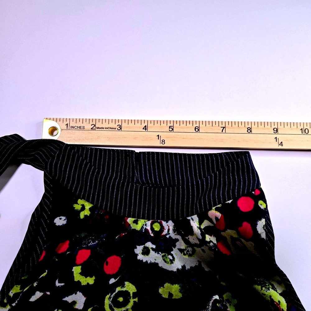Rachel Roy Dress Tie Neck Floral Print Sleeveless Navy L W/Pockets Whimsical - Picture 11 of 12